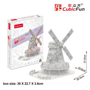 Holland szélmalom 3D puzzle CubicFun Színező